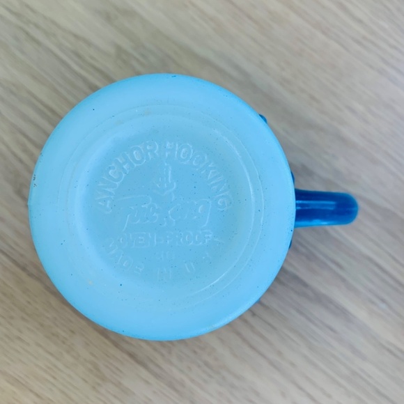 Anchor Hocking Kimberly Milk Glass Ombre Blue Coffee Mug Vintage - Picture 3 of 6